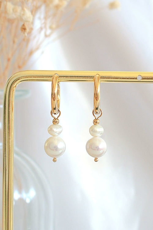 Créoles Baroques Perles d'Eau Douce Plaquées Or 24 Carats