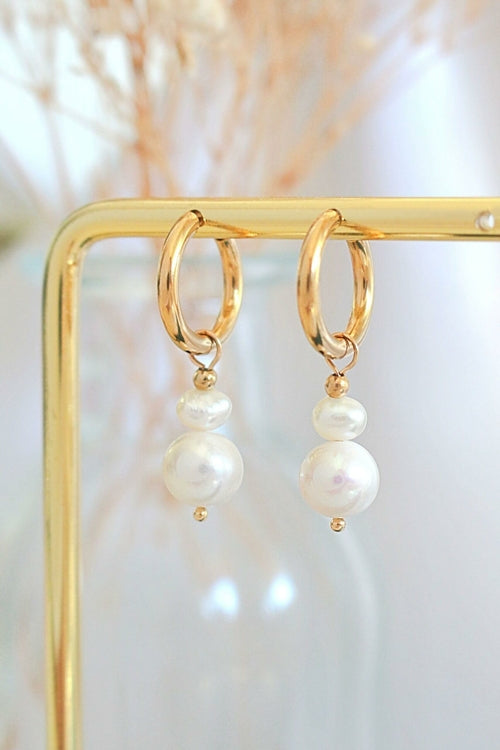 Créoles Baroques Perles d'Eau Douce Plaquées Or 24 Carats
