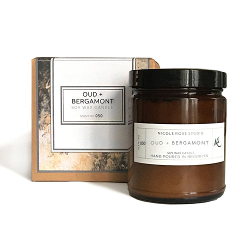 Bougie Oud + Bergamote — Sensualité & Profondeur
